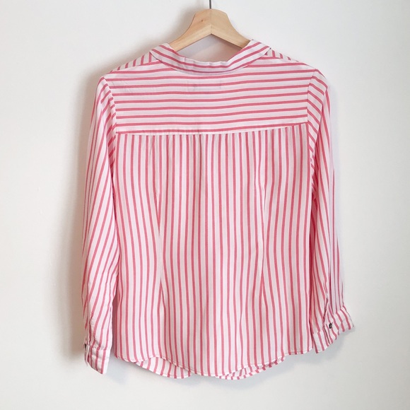 Nic+Zoe pink stripe tie knot button down shirt - Picture 2 of 9